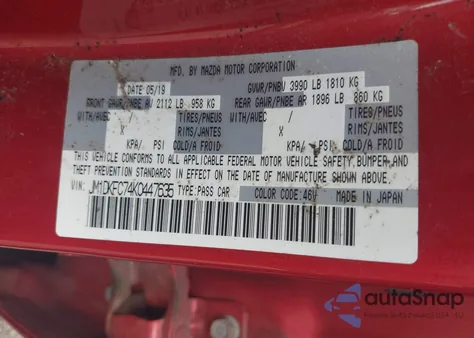 2019 Mazda Cx-3 Touring from USA, damaged, VIN JM1DKFC74K0447635